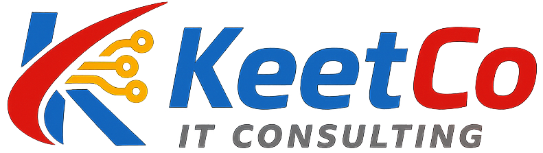 KeetCo logo — stylized K in Newfoundland flag colors
